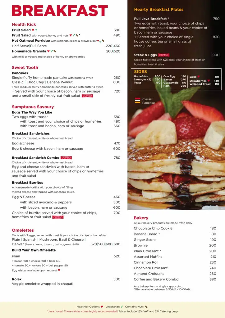 Java Menu Kenya, Java Junction Mall & B B House of Java: 2 Terrific ...