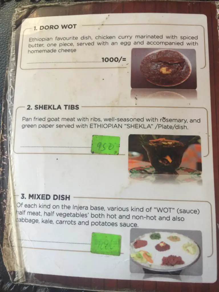Habesha Restaurant Nairobi Menu - Page 1