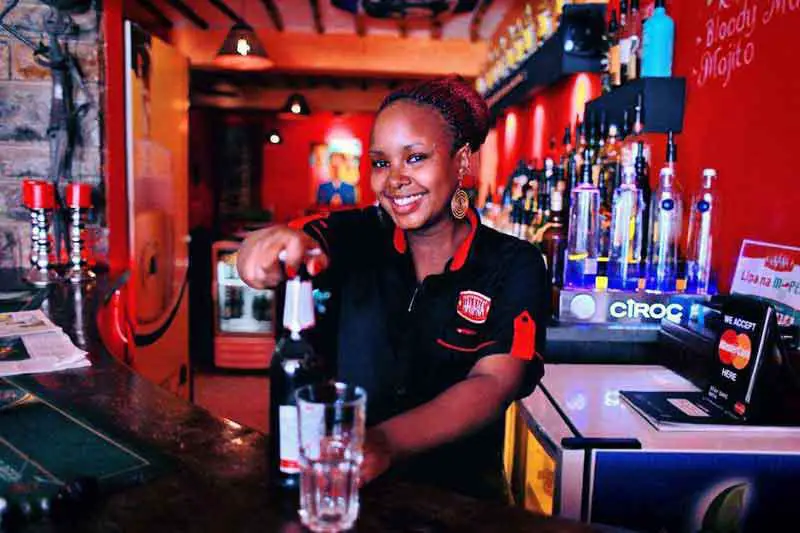 A waitress at Havana Bar Nairobi