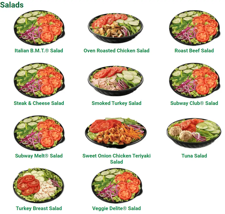 Subway menu kenya salads