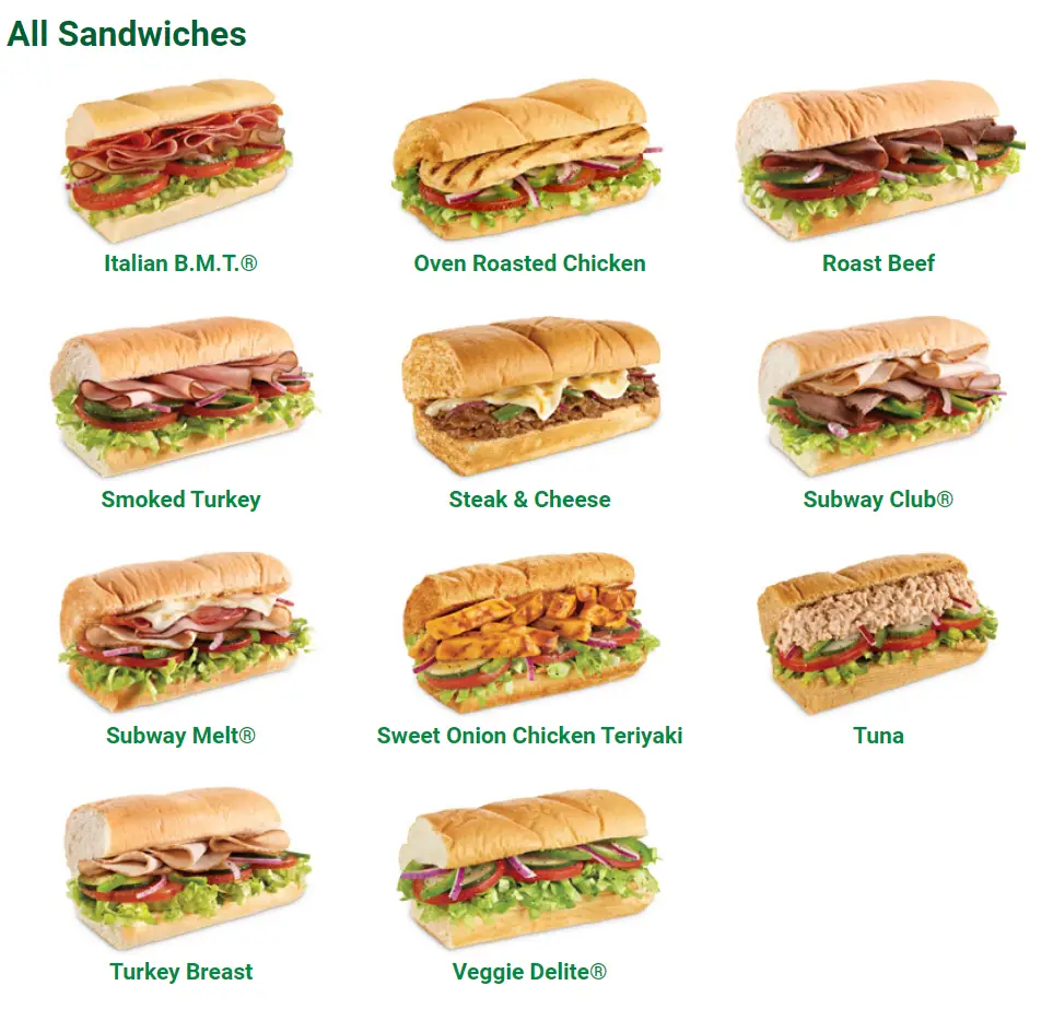 Subway menu Timau Plaza Kenya Sandwiches