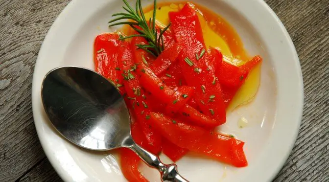 Trattoria style sauteed red peppers