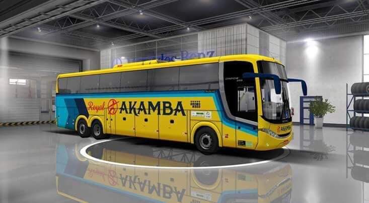 Akamba Royal bus with logo on the side