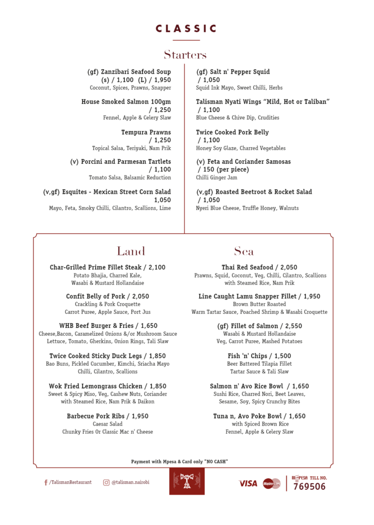 Talisma Program Menu Talisman Nairobi: Still as Charming as Ever in 2021 Chick About Town