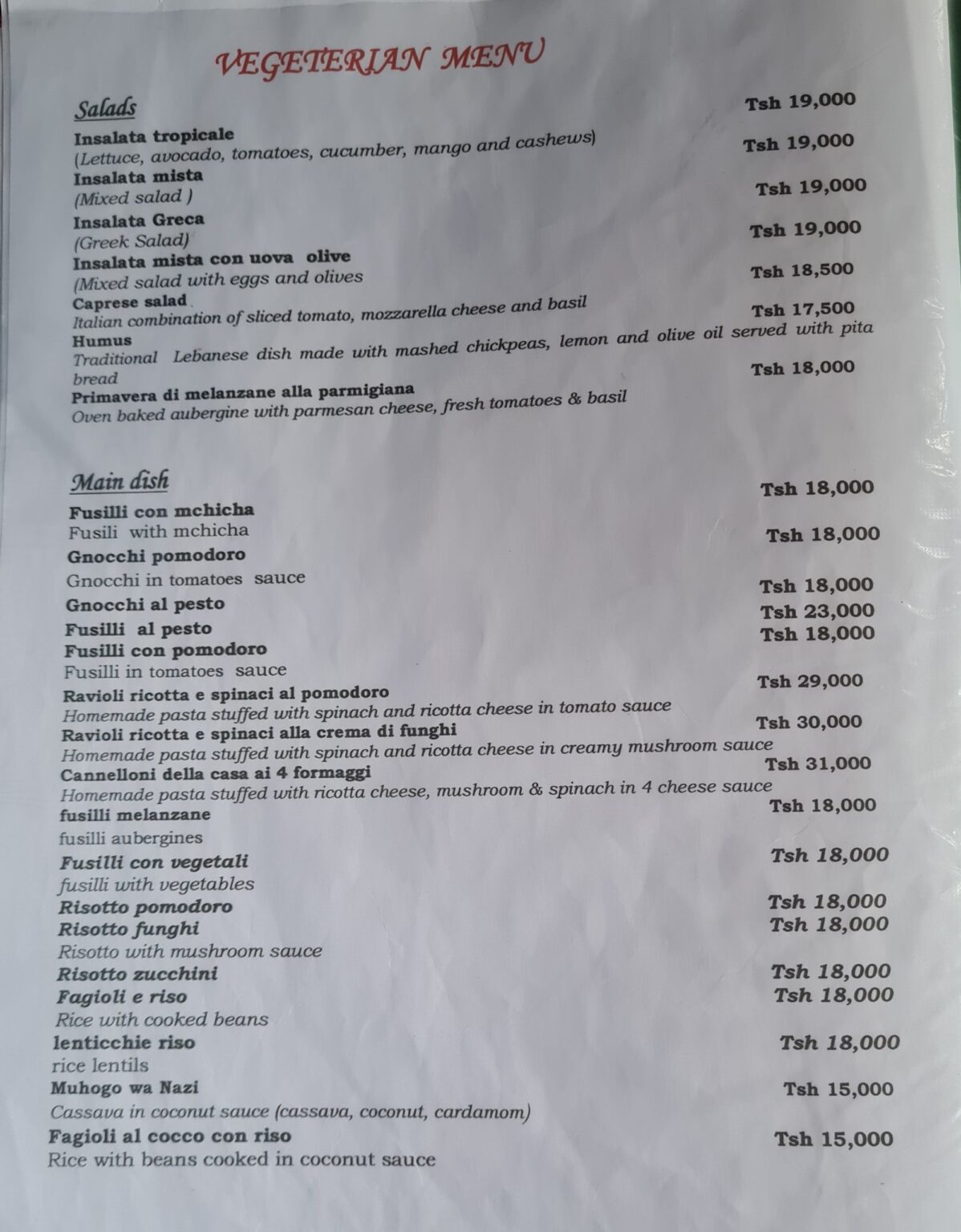 Delta Hotel Dar es Salaam Menu Prices PDF & Restaurant Menu 2024 and