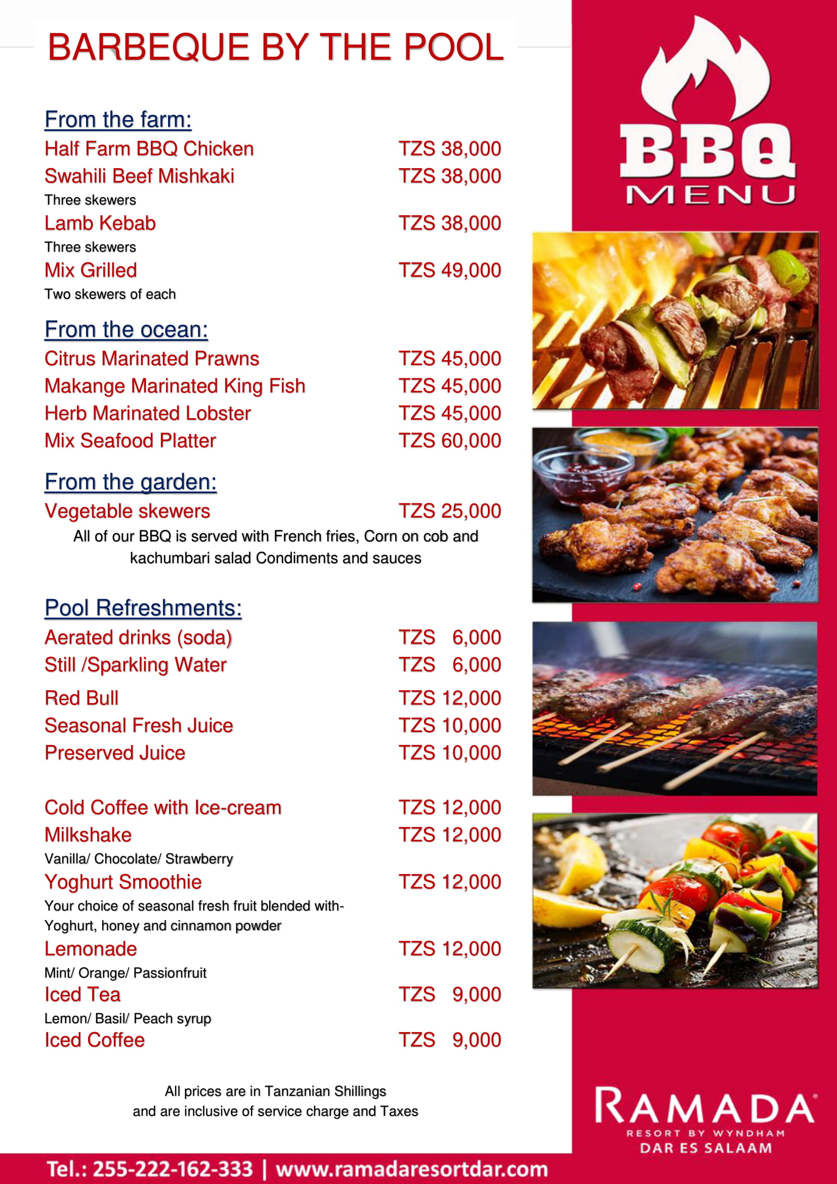 Ramada Hotel Dar es Salaam Menu & Restaurant Menu 2022 and Menus at