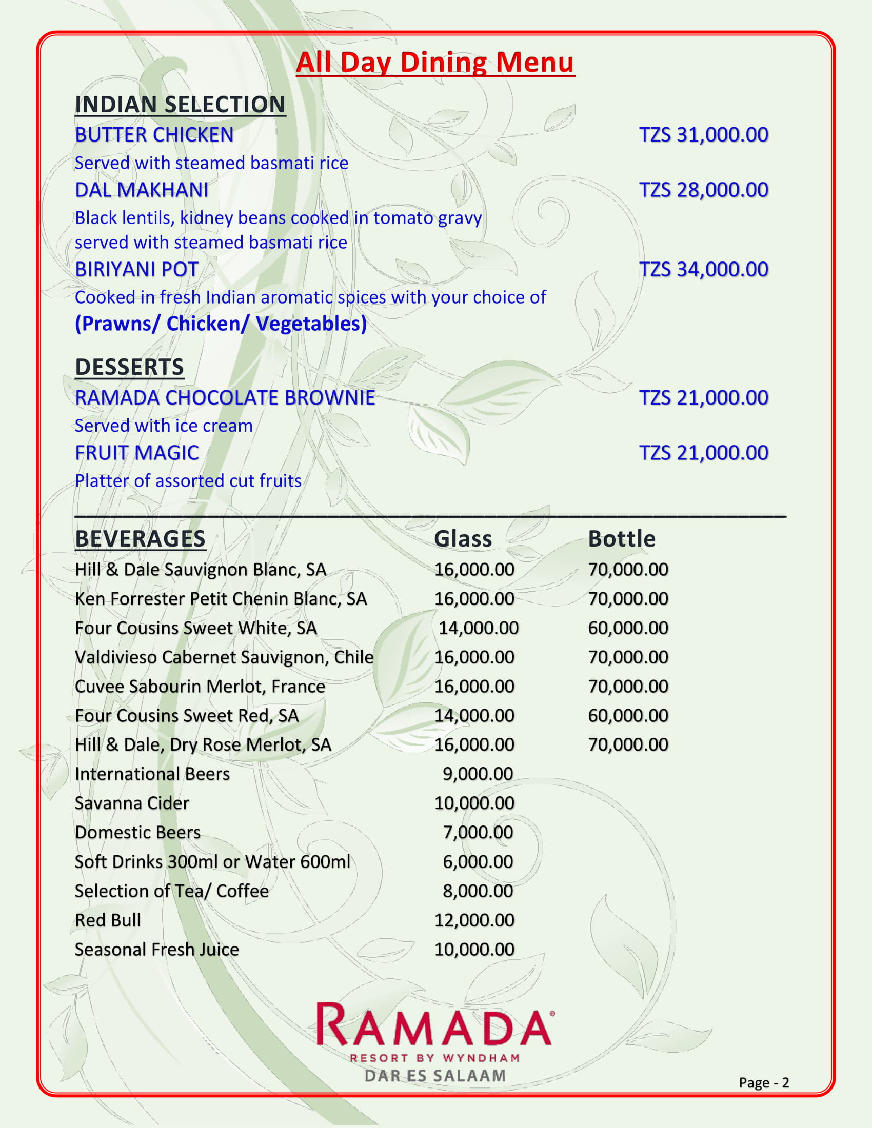 The Market Menu at Ramada Resort Dar es Salaam-2