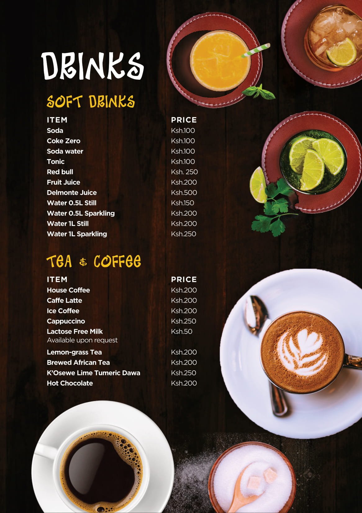 Kosewe Westlands Menu Drinks