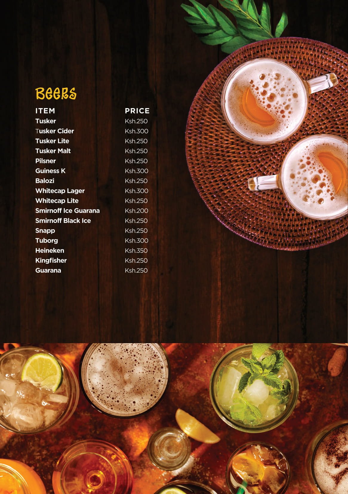 Kosewe Westlands Menu Beers