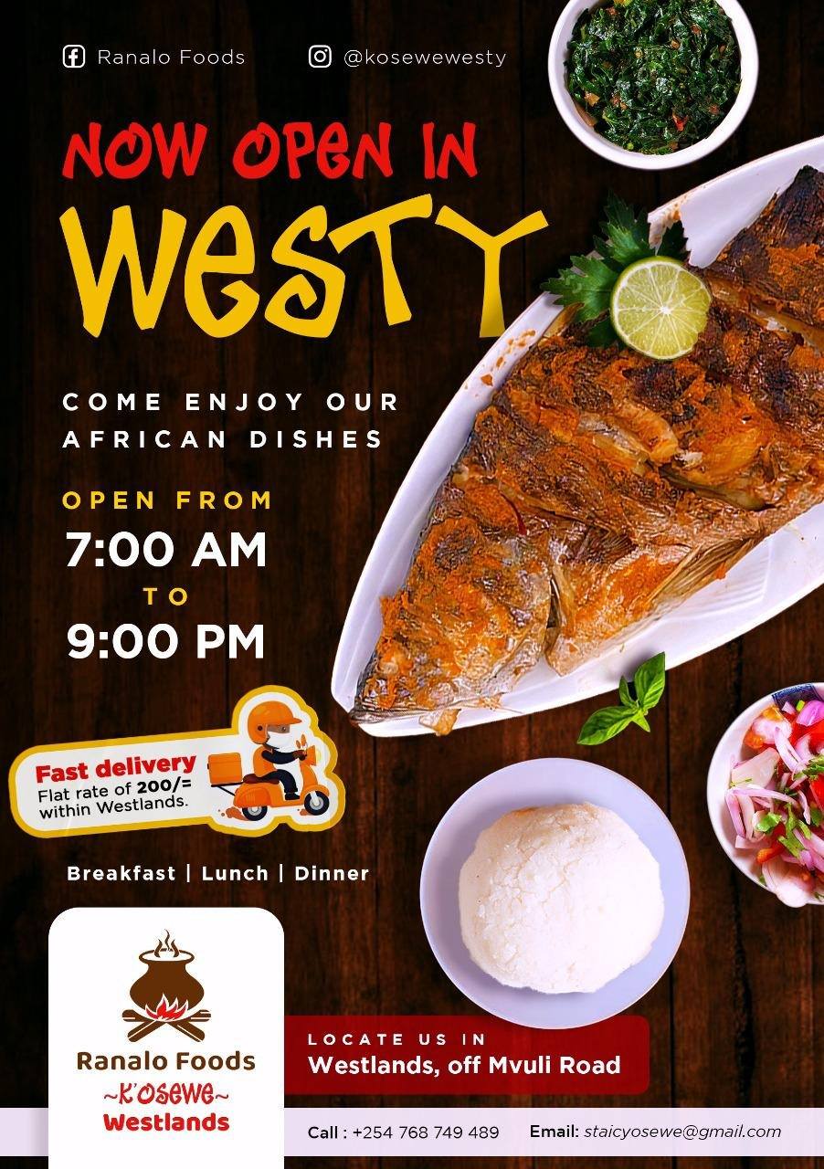 kosewe westlands delivery Nairobi fees & flyer