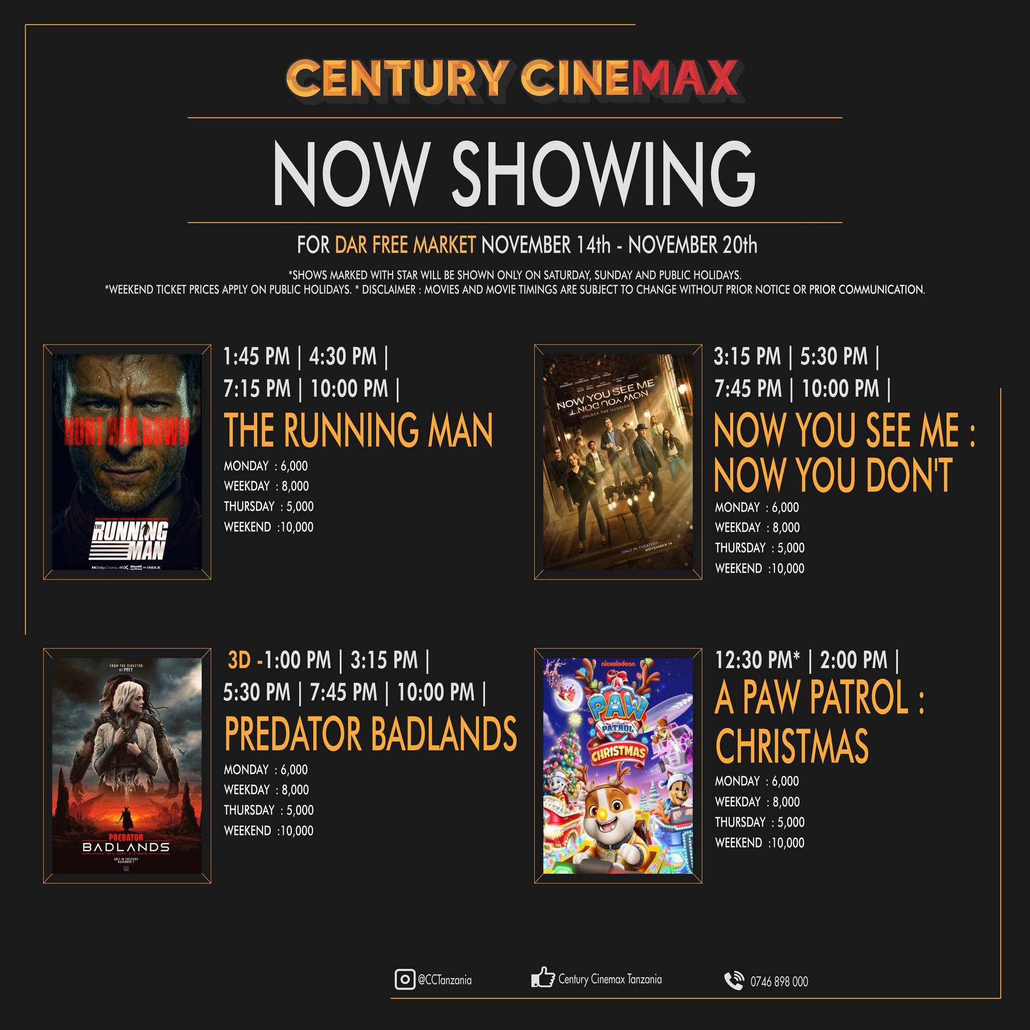 Dar Free Market Cinema Schedule Tomorrow