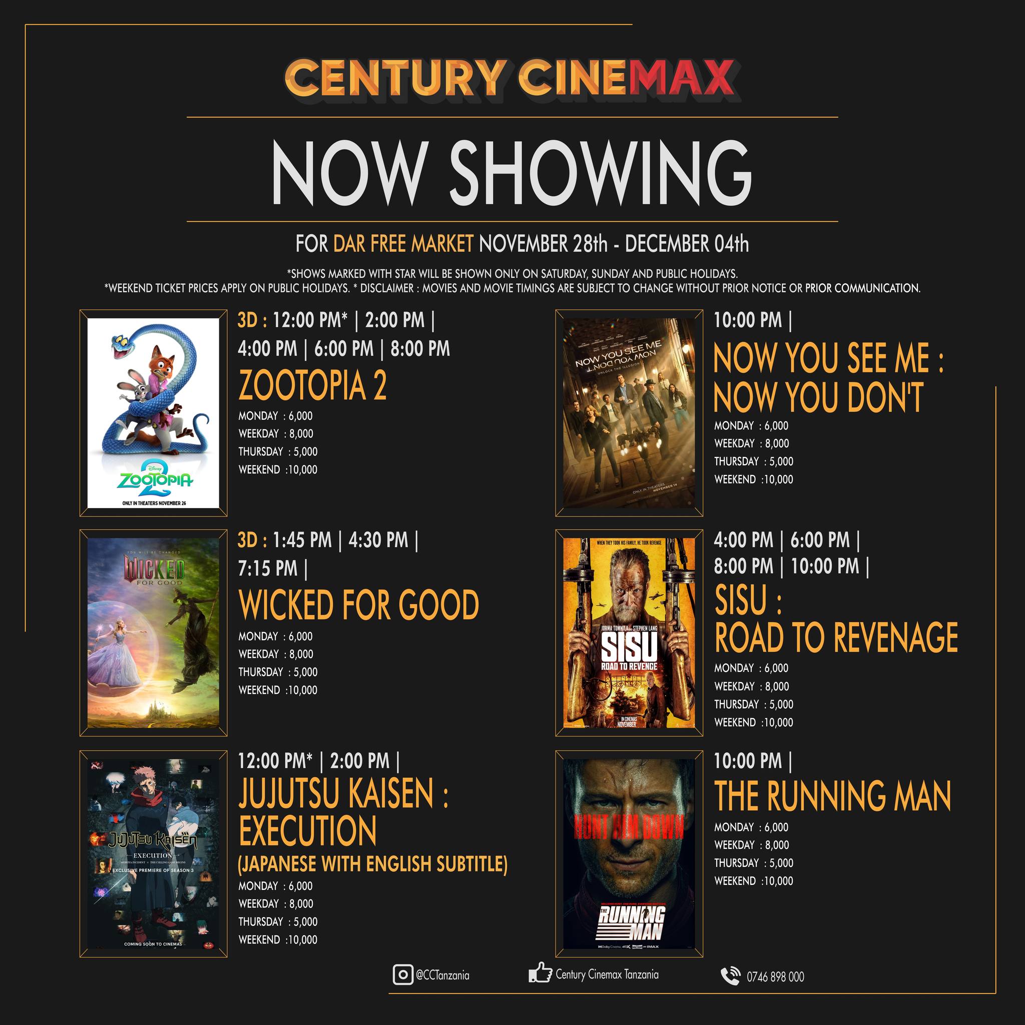 Dar Free Market Cinema Schedule Tomorrow