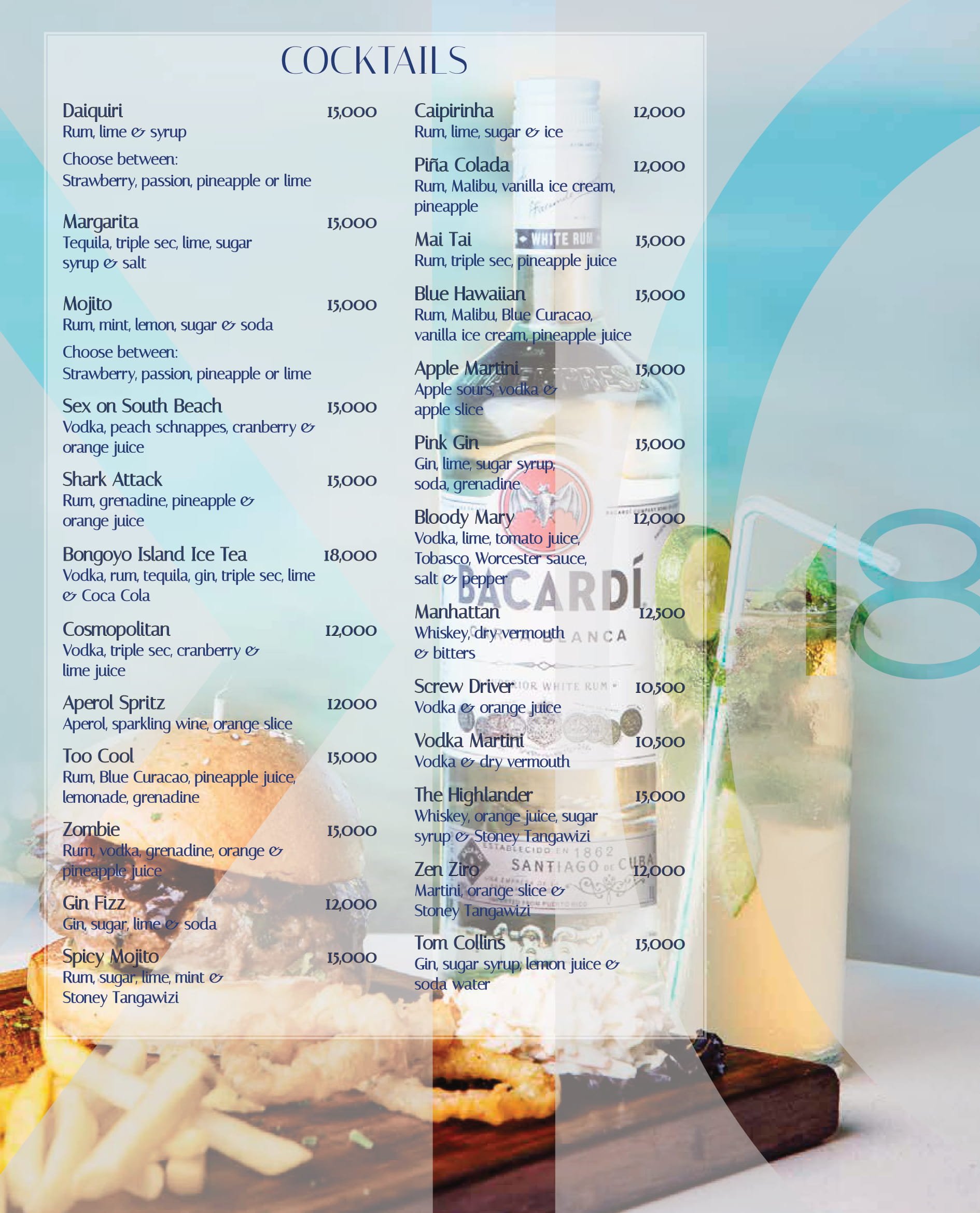 Karambezi drinks menu: Cocktails
