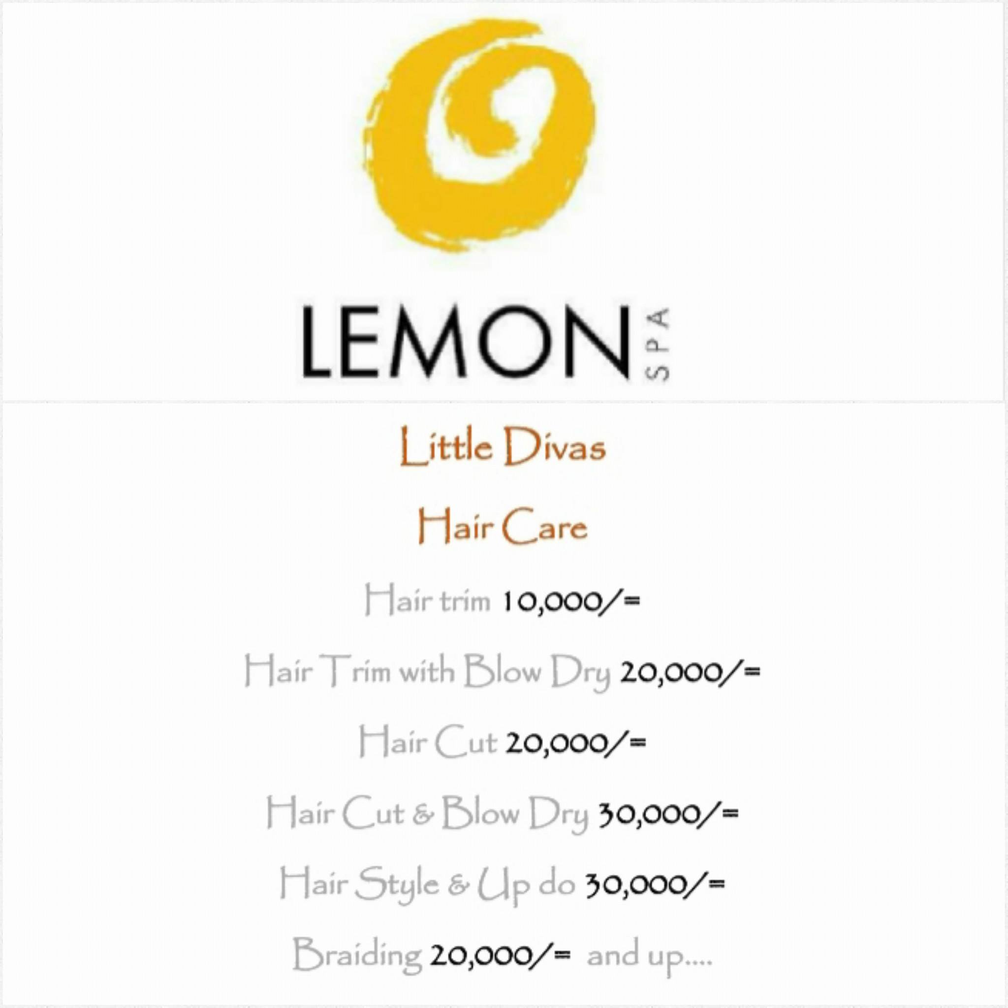 Lemon Spa Menu for Kids