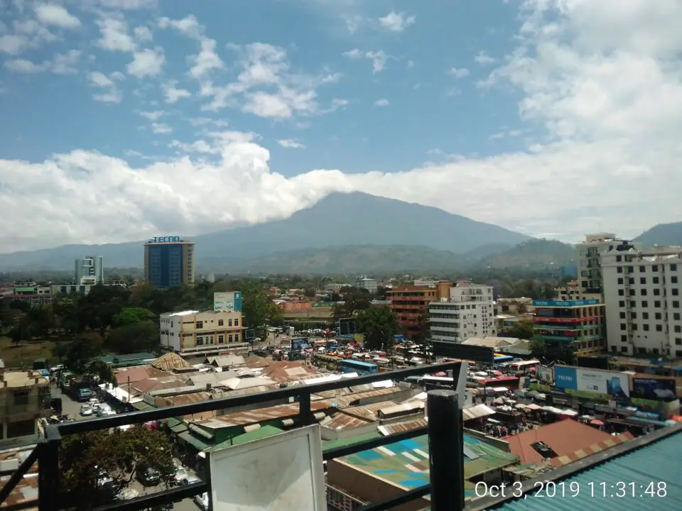 The view from Joshmal Hotel Arusha