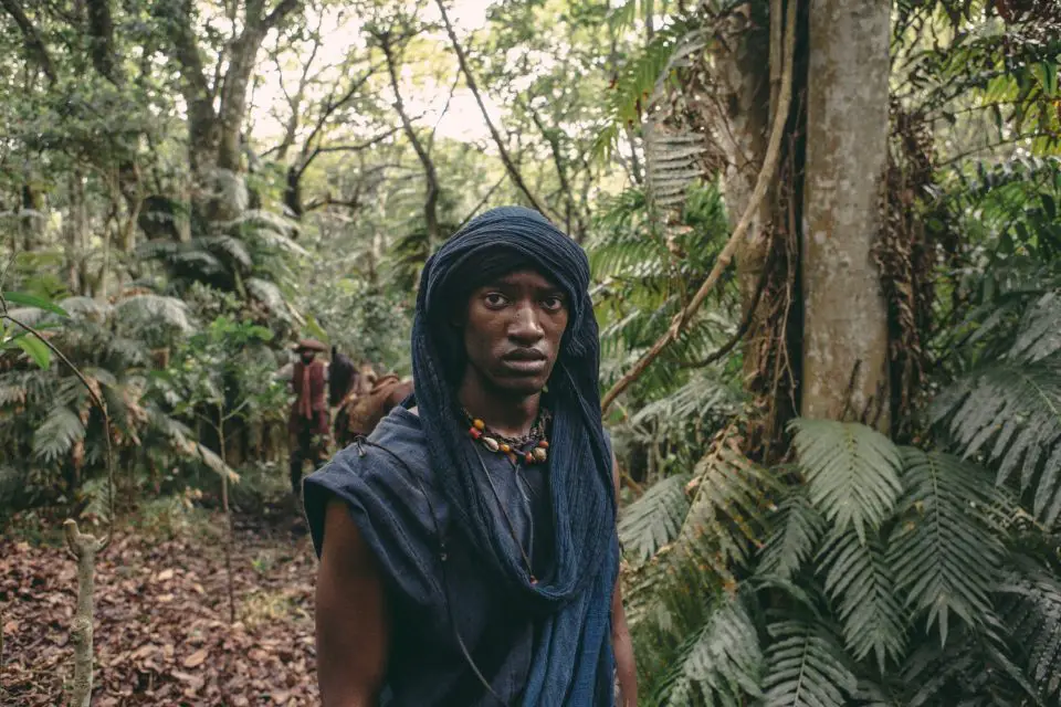 cast of roots (2016 miniseries): Malachi Kirby as Kunta Kinte filmed in the Dlinza Forest near Eshowe