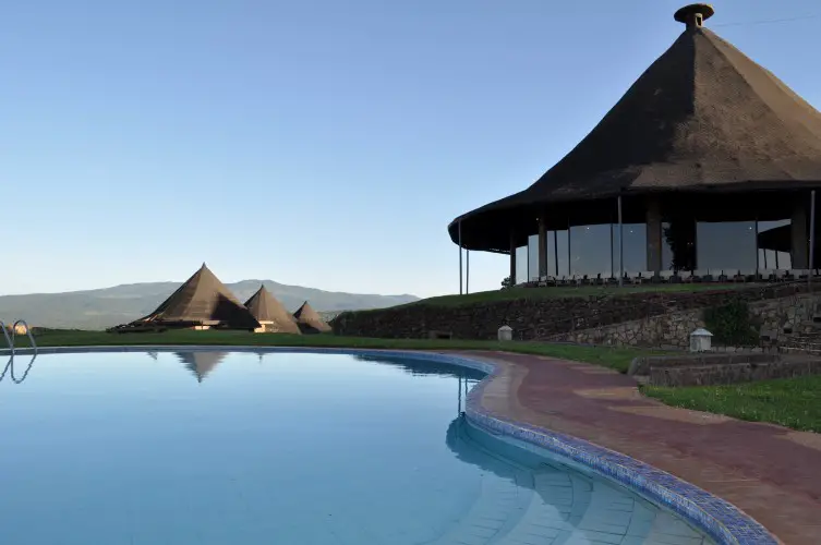 Ngorongoro Sopa Lodge Images -- the view of the restaurant from the pool