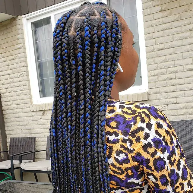 Blue and Black Box braids