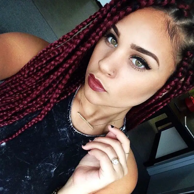 Maroon Braids Hairstyle