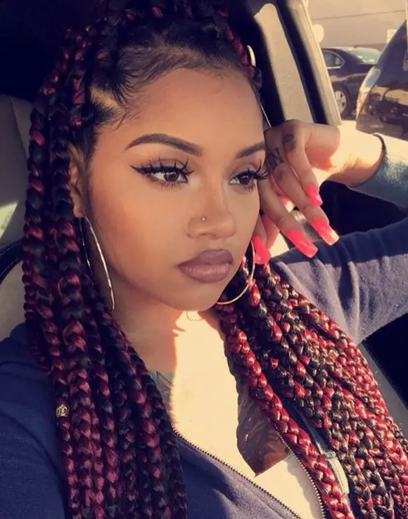 Black and Maroon colored Braids