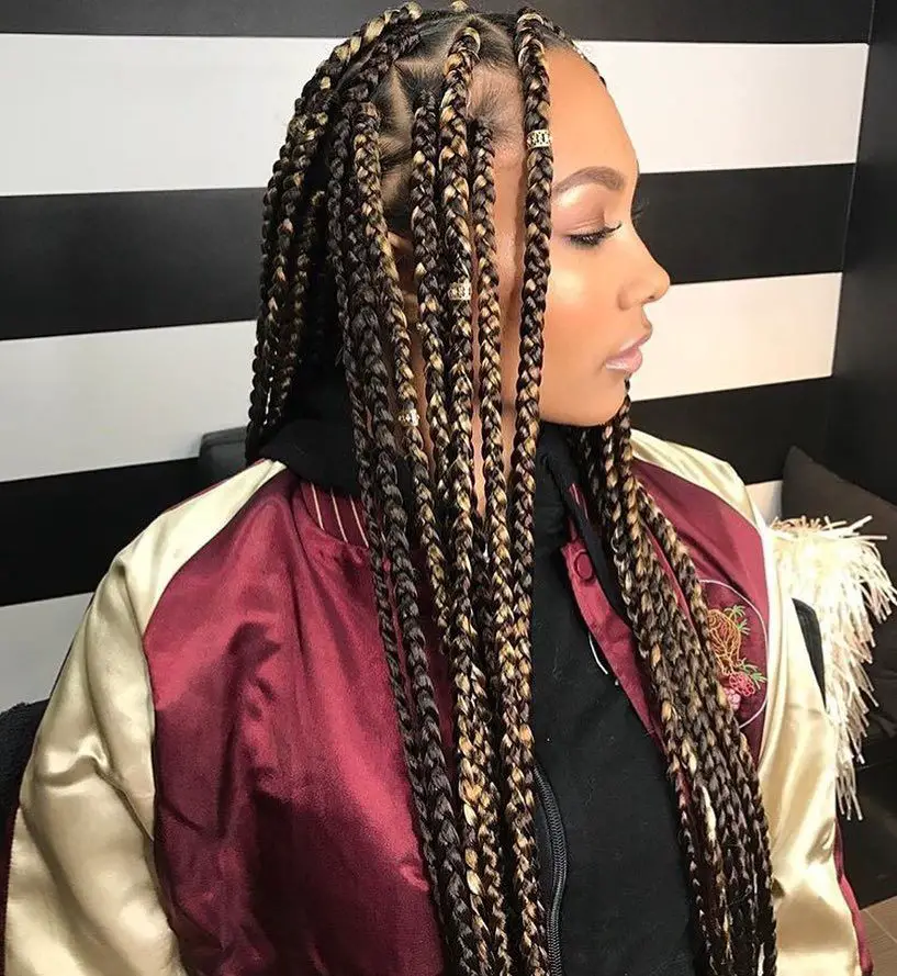 Mixed Colour Braids for Light Skin - dark and blonde box braids