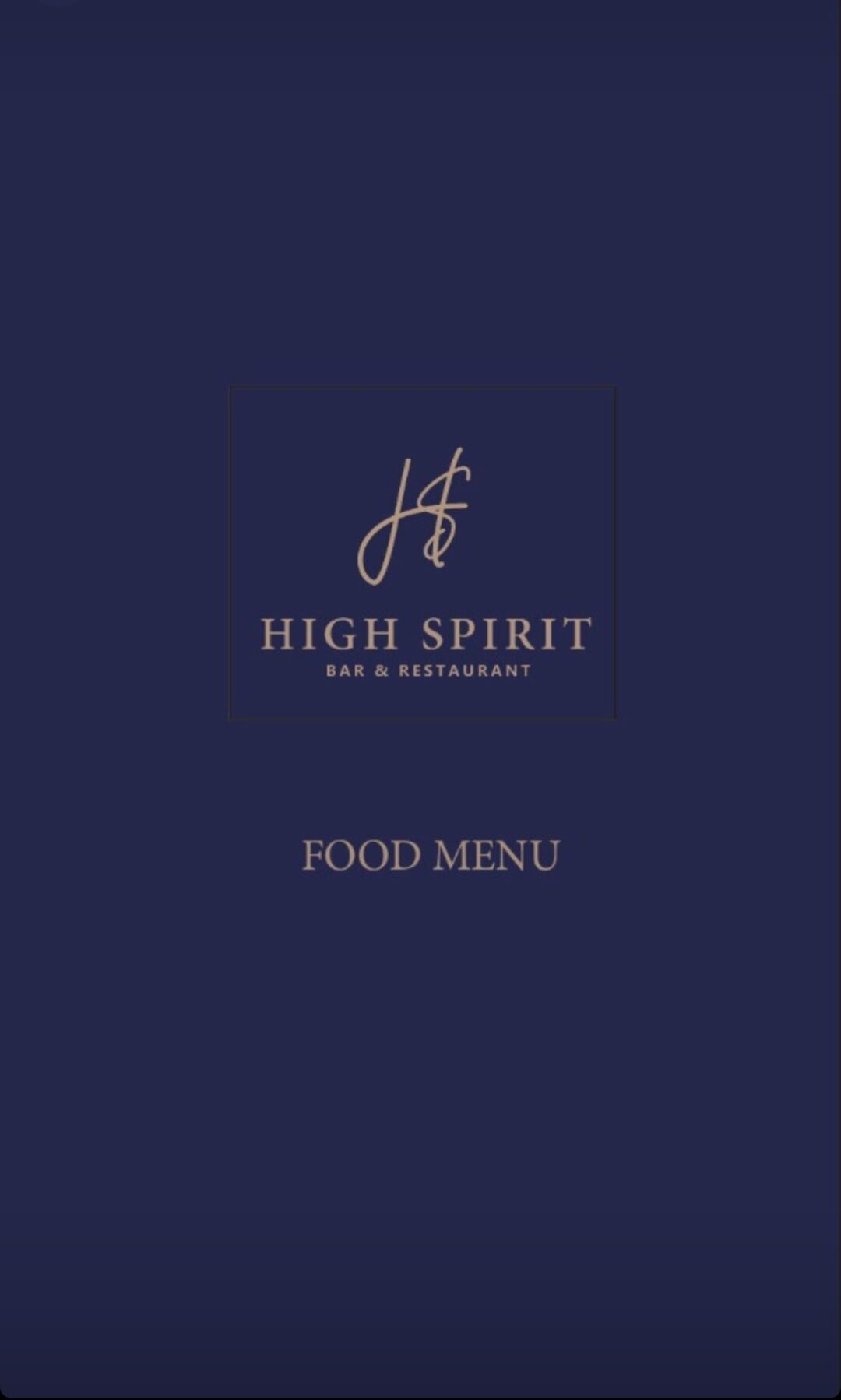 High Spirit Lounge Food Menu