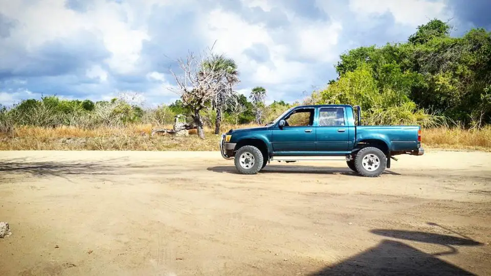 Blue Pickup Truck in Saadani National Park, Tanzania