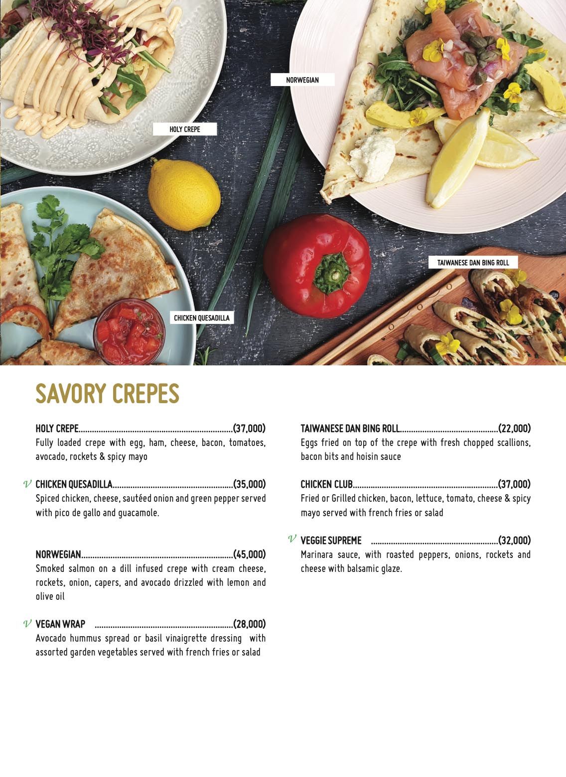 Holy Crepe Kololo & Muyenga Menu: Savory Crepes