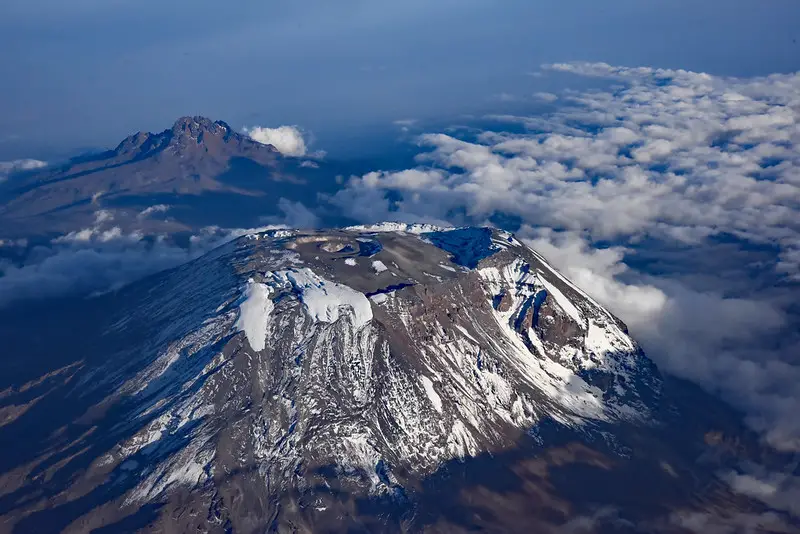 Aerial view of Mount Kilimanjaro in the evening