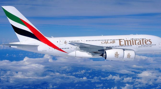 flight sale Emirates: Emirates A380 aircraft on one of its flights