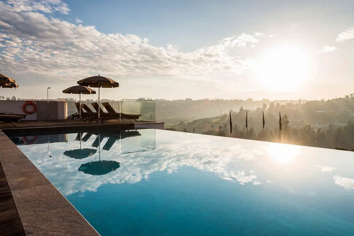 The view of Kigali from Onomo Hotel