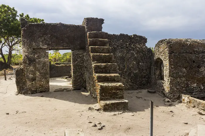 Ruins of a 13th century mosque at the Kaole Ruins
