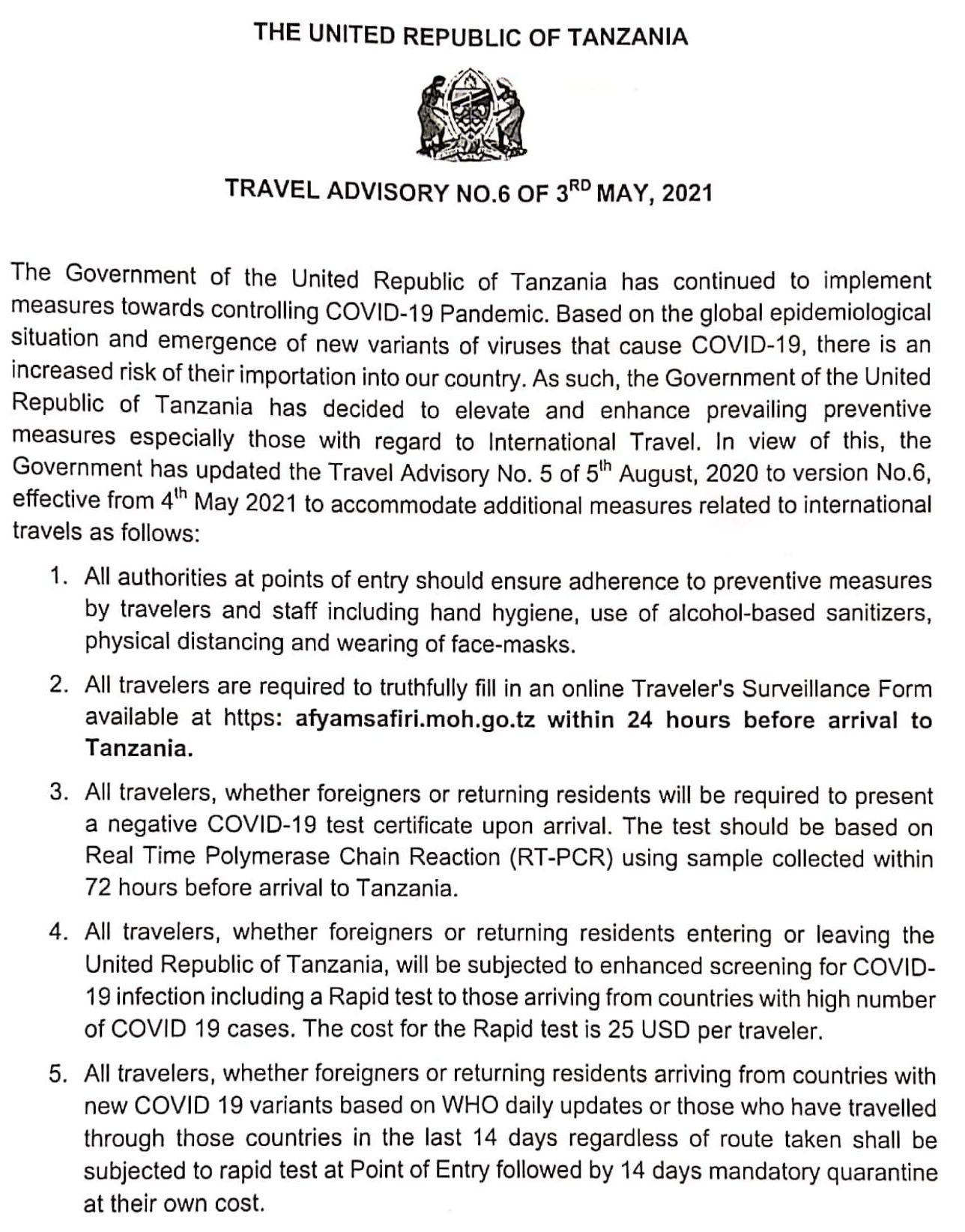 COVID-19 Policy Tanzania Page 1