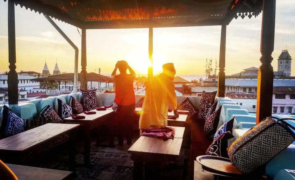 Sunset at The Tea House Restaurant Zanzibar