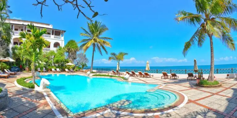 The pool at the Zanzibar Serena hotel