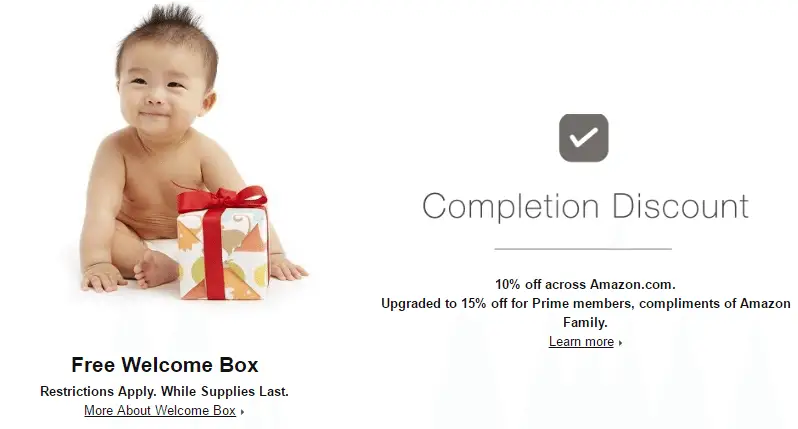 Amazon Baby Wish List: Amazon Completion Discount Banner