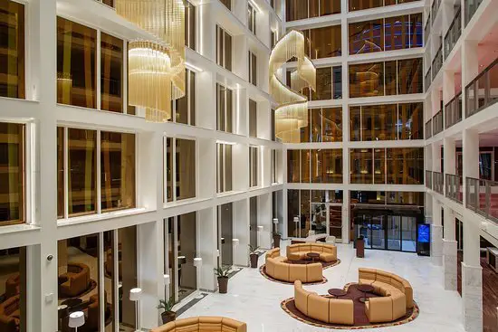 The lobby of the Radisson Blu Hotel & Kigali Convention Centre