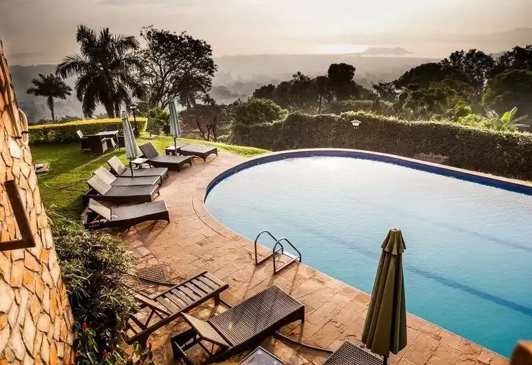 The swimming pool at Cassia Lodge, Buziga, Kampala