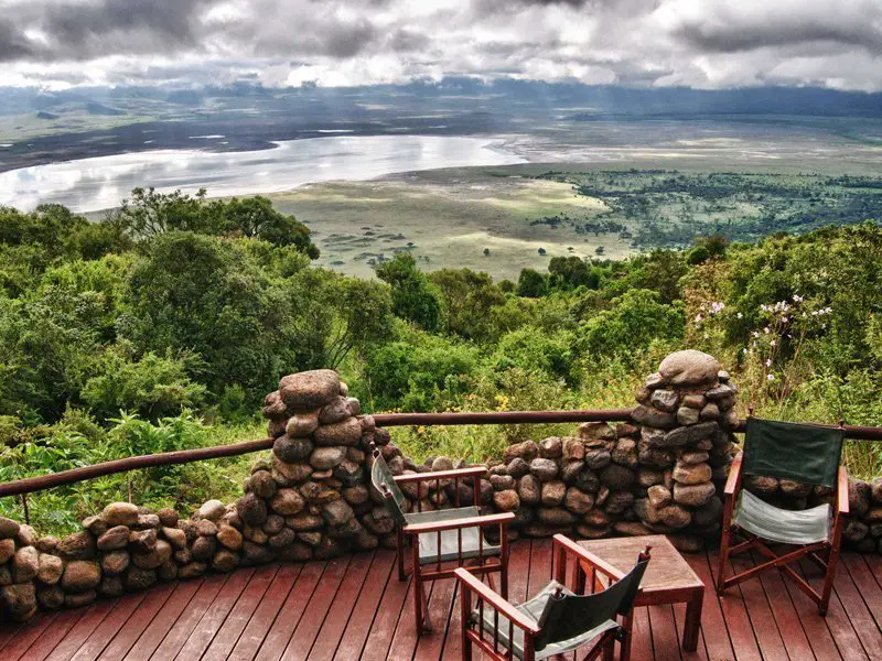 View from a balcony at the Ngorongoro Serena Safari Lodge