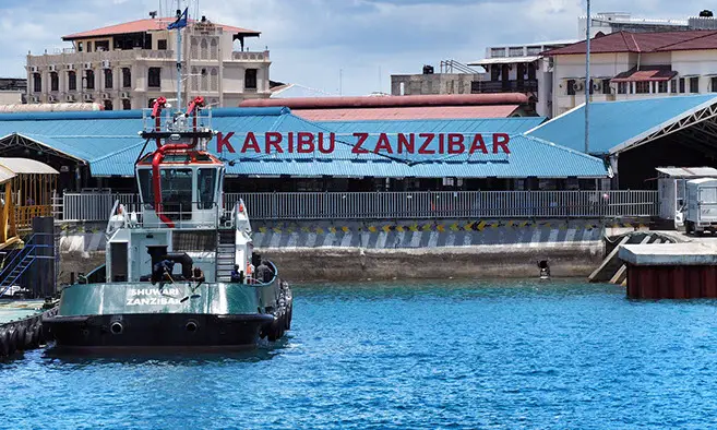 distance from Dar es Salaam to Zanzibar by boat?: Landing place: Zanzibar port