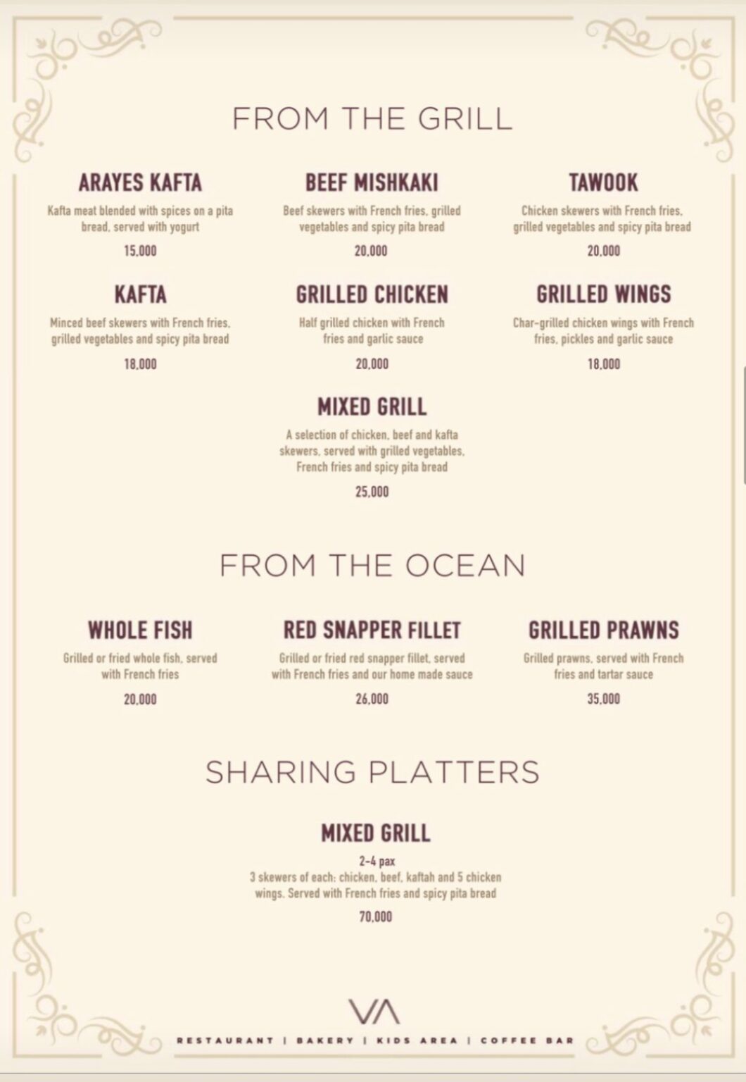 Full Levant Dar es Salaam Menu 2023 Good Food in a Classy Environment