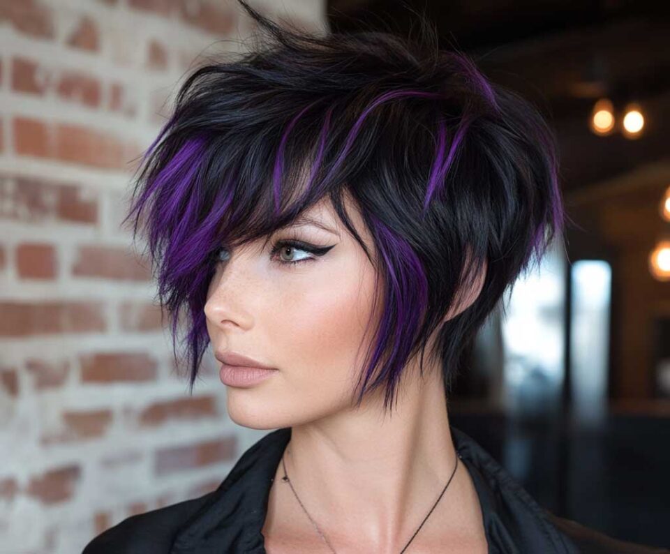 Purple Tips Short Hair