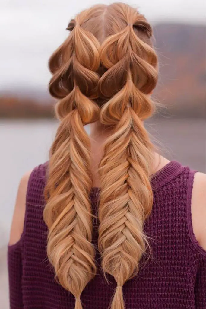two braids hairstyles: fishtail braid
