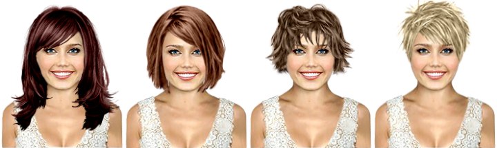 Hairstyle try on: 4 hairstyles on the same woman