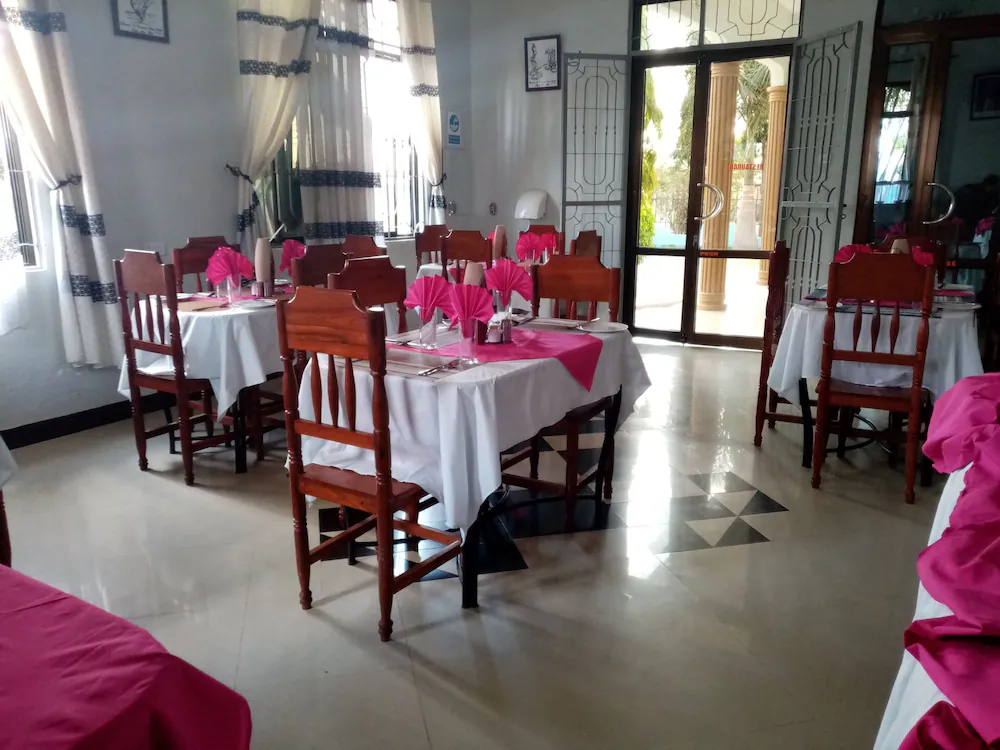 The dining room at Buzwagi View Hotel