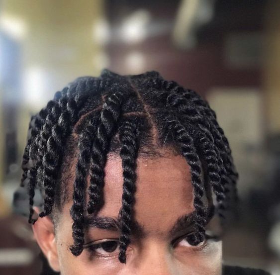 twist box braids men with fade