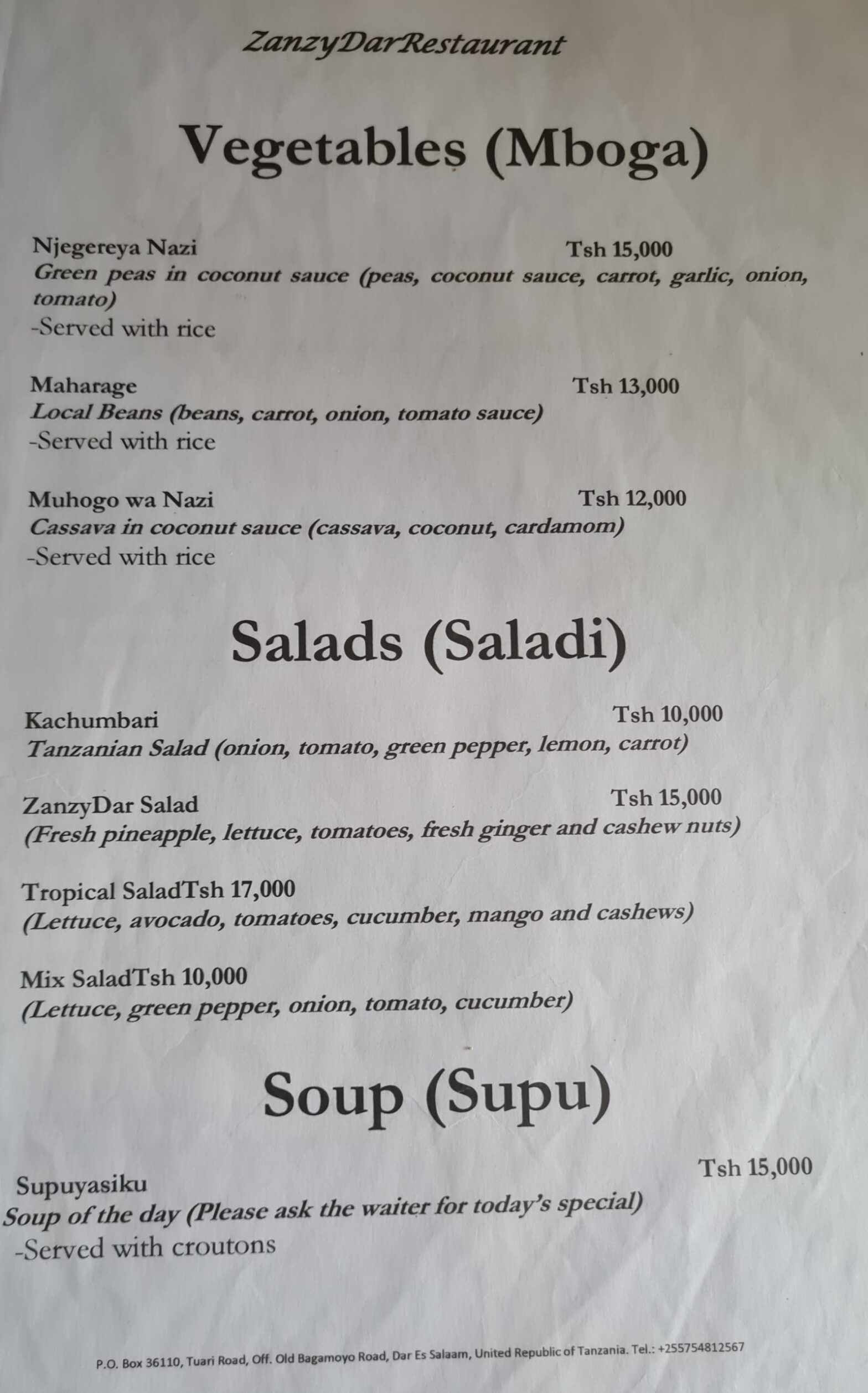 Delta Hotel Dar es Salaam Menu Prices PDF & Restaurant Menu 2024 and