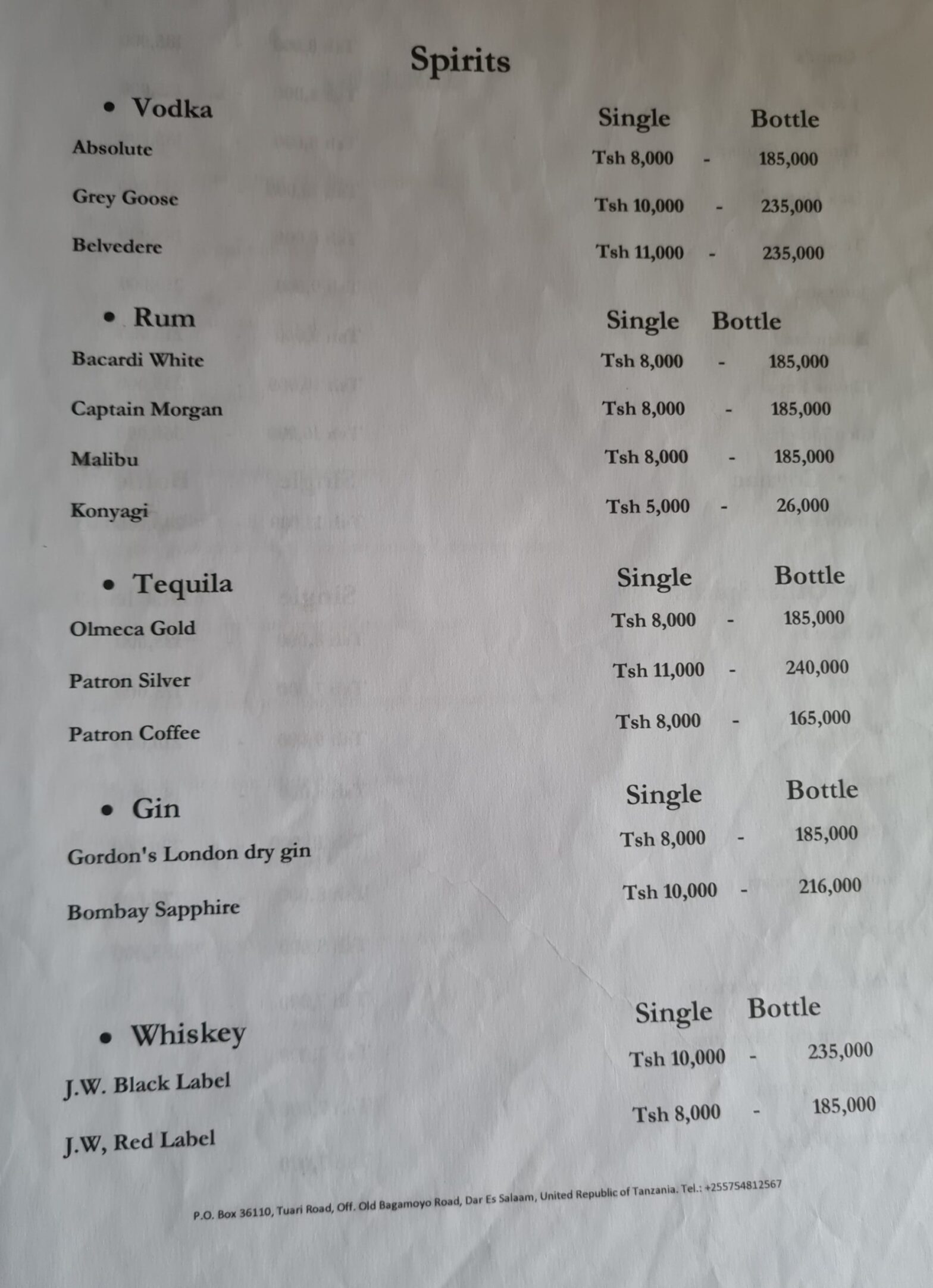 Delta Hotel Dar es Salaam Menu Prices PDF & Restaurant Menu 2024 and