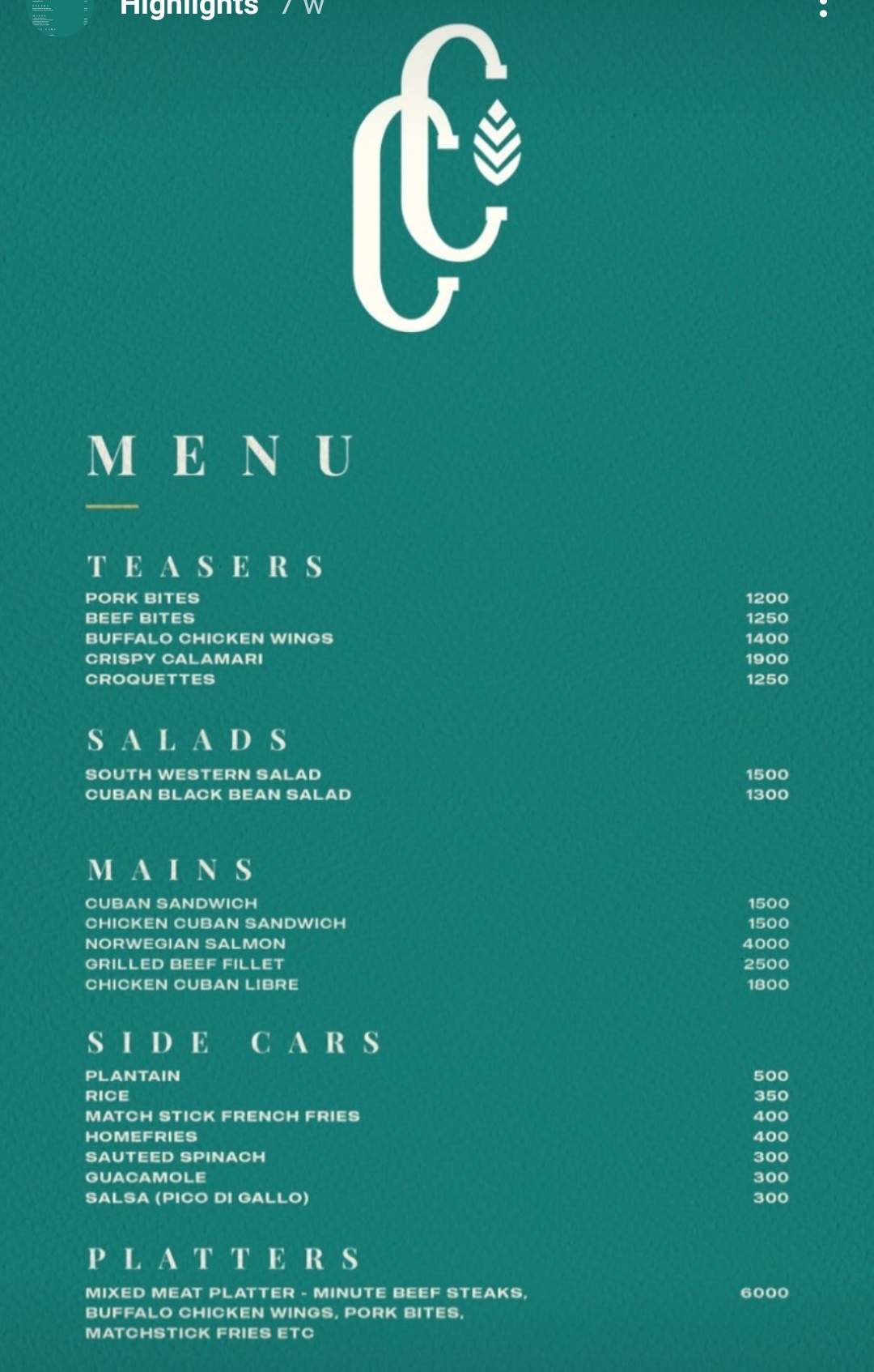 Cubancode menu