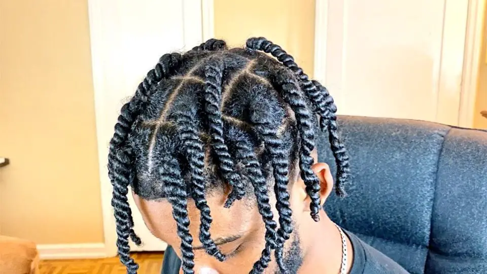 Double strand twist style in a man